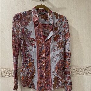 Massimo Dutti Paisley Blouse in Red and Brown